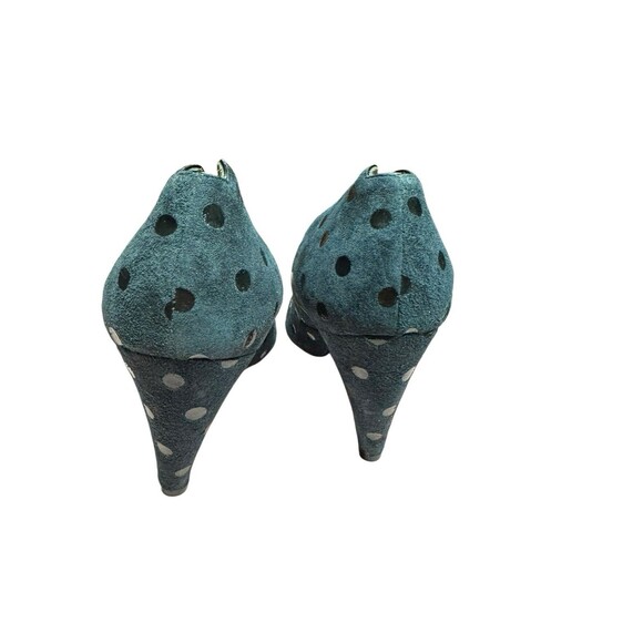 Walter Steiger Navy black Polka dots heel pump sz 7.5 B Handmade In Italy VTG - Picture 3 of 12